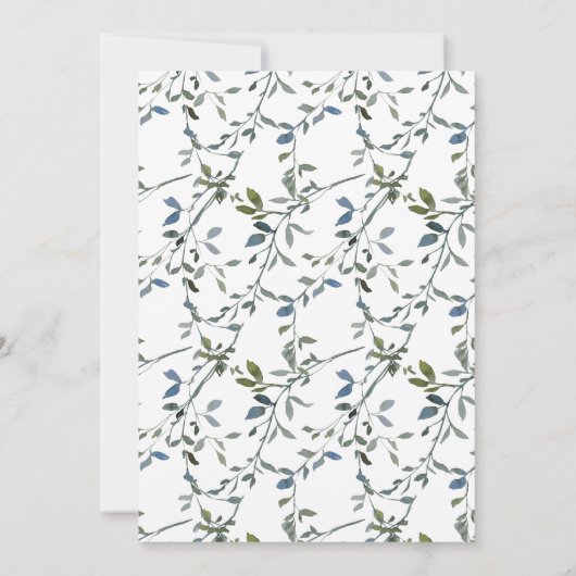 Sage Silver Green Floral voegt Afbeelding sparen d Save The Date (Achterkant)
