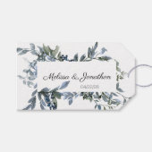 Sage Silver Green Floral Wedding Gift Labels Cadeaulabel (Voorkant (Horizontaal))