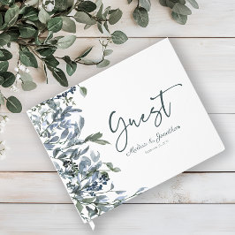 Sage Silver Green Floral Wedding Guest Book Gastenboek