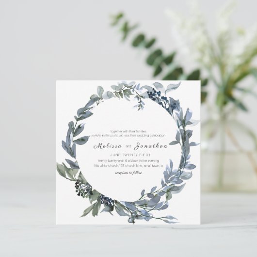 Sage Silver Green Floral Wedding Invitation (Staand voorkant)