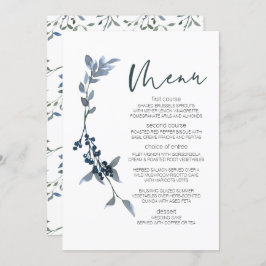 Sage Silver Green Floral Wedding Menu