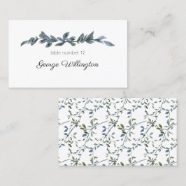 Sage Silver Green Floral Wedding Place Card Plaatskaartje
