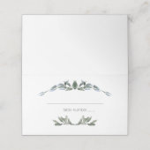 Sage Silver Green Floral Wedding Place Card Plaatskaartje (Buitenkant ongevouwen)