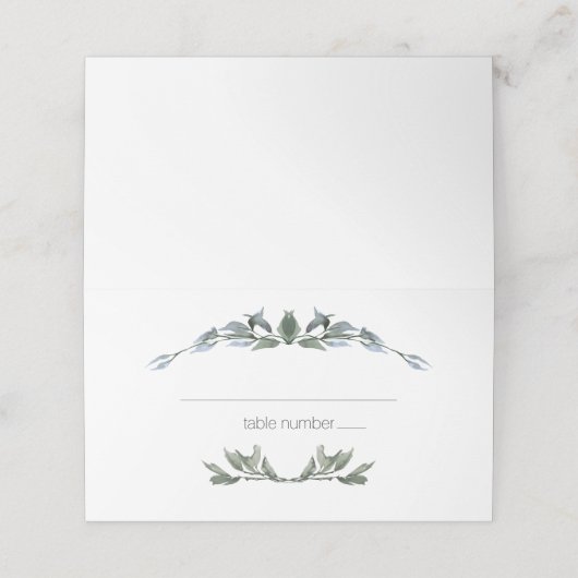 Sage Silver Green Floral Wedding Place Card Plaatskaartje (Buitenkant ongevouwen)