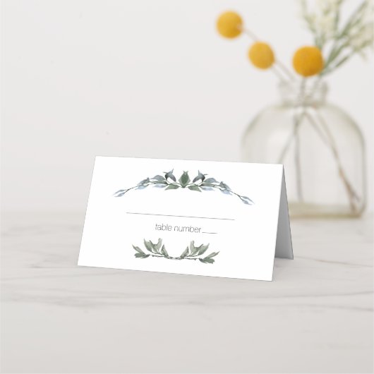 Sage Silver Green Floral Wedding Place Card Plaatskaartje (Voorkant)