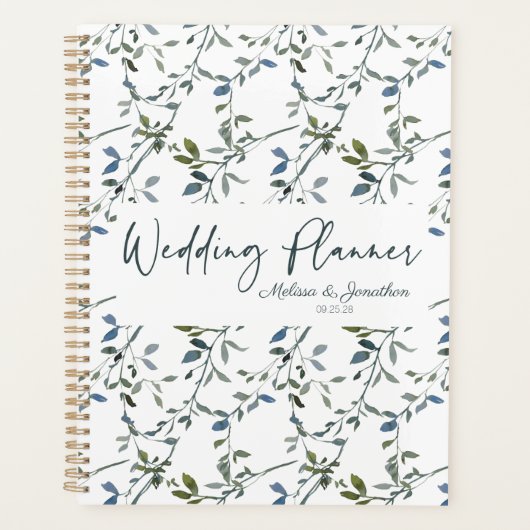 Sage Silver Green Floral Wedding Planner (Voorkant)