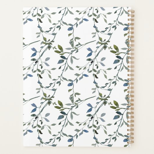 Sage Silver Green Floral Wedding Planner (Achterkant)