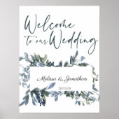 Sage Silver Green Floral Wedding Poster (Voorkant)