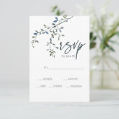 Sage Silver Green Floral Wedding RSVP Kaart (Staand voorkant)