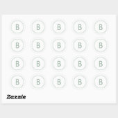 Sage Simple Elegant Monogram Christmas Envelope Ronde Sticker (Vel)