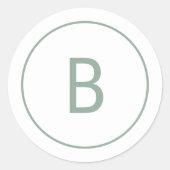 Sage Simple Elegant Monogram Christmas Envelope Ronde Sticker (Voorkant)