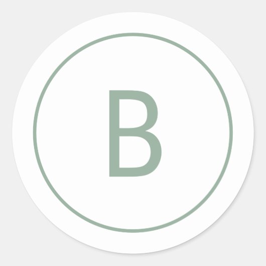 Sage Simple Elegant Monogram Christmas Envelope Ronde Sticker (Voorkant)