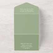 Sage Simple Elegant Script Green Wedding All In One Uitnodiging (Buitenkant)