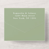 Sage Simple Elegant Script Green Wedding All In One Uitnodiging (Achterkant)