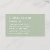 Sage Simple Green White Elegant Script Visitekaartje (Achterkant)