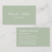 Sage Simple Green White Elegant Script Visitekaartje (Voorkant / Achterkant)