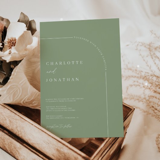 Sage Simple Modern Arch Wedding Kaart