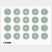 Sage Simple Modern Monogram Christmas Envelope Ronde Sticker (Vel)
