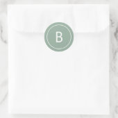 Sage Simple Modern Monogram Christmas Envelope Ronde Sticker (Tas)