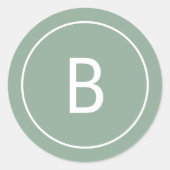 Sage Simple Modern Monogram Christmas Envelope Ronde Sticker (Voorkant)