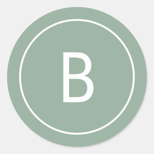 Sage Simple Modern Monogram Christmas Envelope Ronde Sticker (Voorkant)