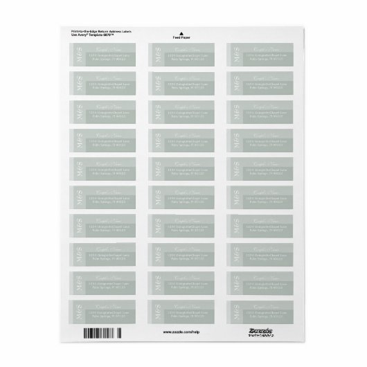 Sage Simple Moderne Chic Script Bruiloft Etiket (Full Sheet)