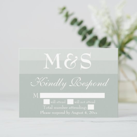 Sage Simple Moderne Script Wedding RSVP-kaart Bedankkaart (Staand voorkant)