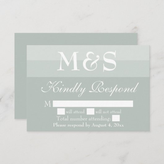 Sage Simple Moderne Script Wedding RSVP-kaart Bedankkaart (Voorkant / Achterkant)