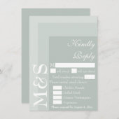 Sage Simple Moderne Script Wedding RSVP-kaart Bedankkaart (Voorkant / Achterkant)