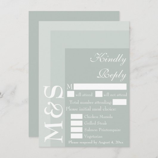 Sage Simple Moderne Script Wedding RSVP-kaart Bedankkaart (Voorkant / Achterkant)