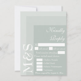 Sage Simple Moderne Script Wedding RSVP-kaart Bedankkaart