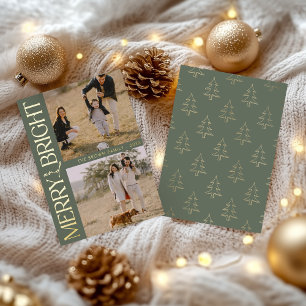 Sage Simple Photo "Merry and Bright" Tekst Folie Feestdagenkaart