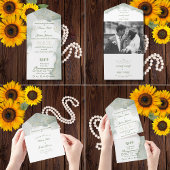 Sage SIMPLE STYLISH WEDDING All In One Uitnodiging