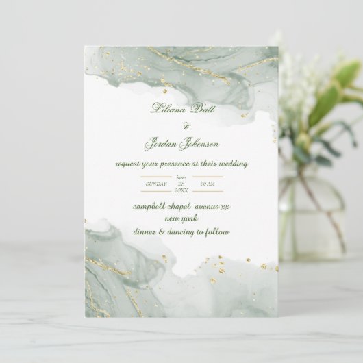Sage SIMPLE STYLISH WEDDING INVITATIONS Kaart (Staand voorkant)
