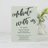 Sage Simple Vier met ons het huwelijksfeest Kaart (Staand voorkant)