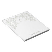 Sage Sketched  Flourish Monogram briefpapier Notitieblok (Schuin)