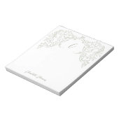 Sage Sketched  Flourish Monogram briefpapier Notitieblok (Linkerzijde)