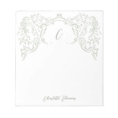 Sage Sketched  Flourish Monogram briefpapier Notitieblok (Voorkant)