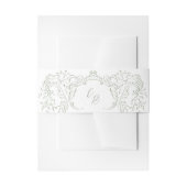 Sage Sketched Flourish Monogram Huwelijk Uitnodigingen Wikkel (Voorkant Voorbeeld)