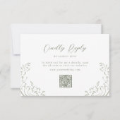 Sage Sketched Flourish QR code bruiloft RSVP Kaartje (Voorkant)