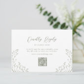 Sage Sketched Flourish QR code bruiloft RSVP Kaartje (Staand voorkant)