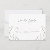 Sage Sketched  Flourish Wedding RSVP Kaartje (Voorkant)