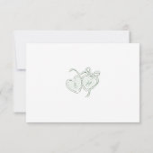 Sage Sketched Just Married Car Couples Monogram Bedankkaart (Achterkant)