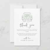 Sage Sketched Just Married Car Couples Monogram Bedankkaart (Voorkant)