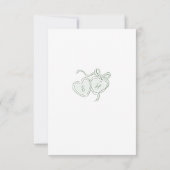 Sage Sketched Just Married Car Couples Monogram Bedankkaart (Achterkant)