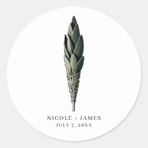 Sage Smudge Moderne Vintage bruiloft Ronde Sticker