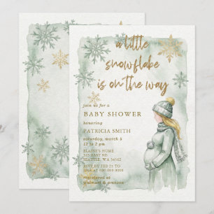 Sage Sneeuwvlok Is Op Weg Winter Baby Borrel Kaart