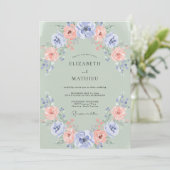 Sage Soft Bloemstuk Bruiloft Kaart (Staand voorkant)