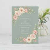 Sage Soft Bloom Romance Bruiloft Kaart (Staand voorkant)
