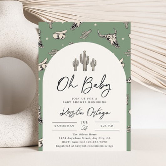 Sage Southwest Baby shower Invitation Kaart